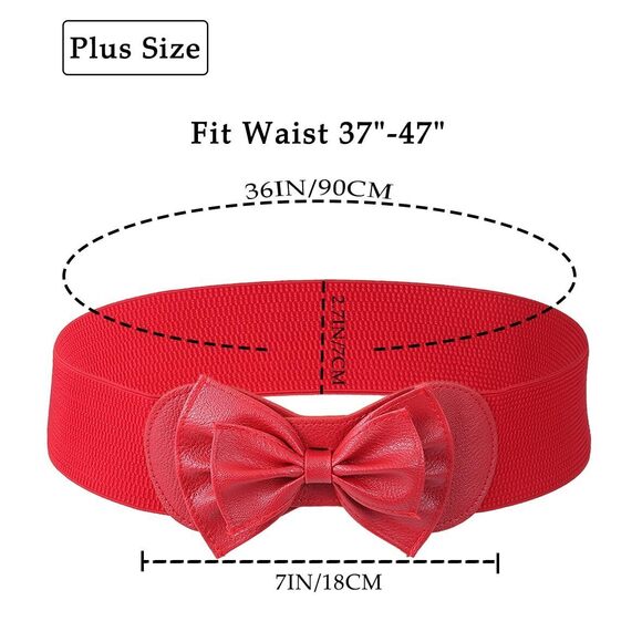 Womens Stretchy Belt Wide Elastic Belts Bow Waist Belt Plus Size For 8174 - Picture 2 of 7